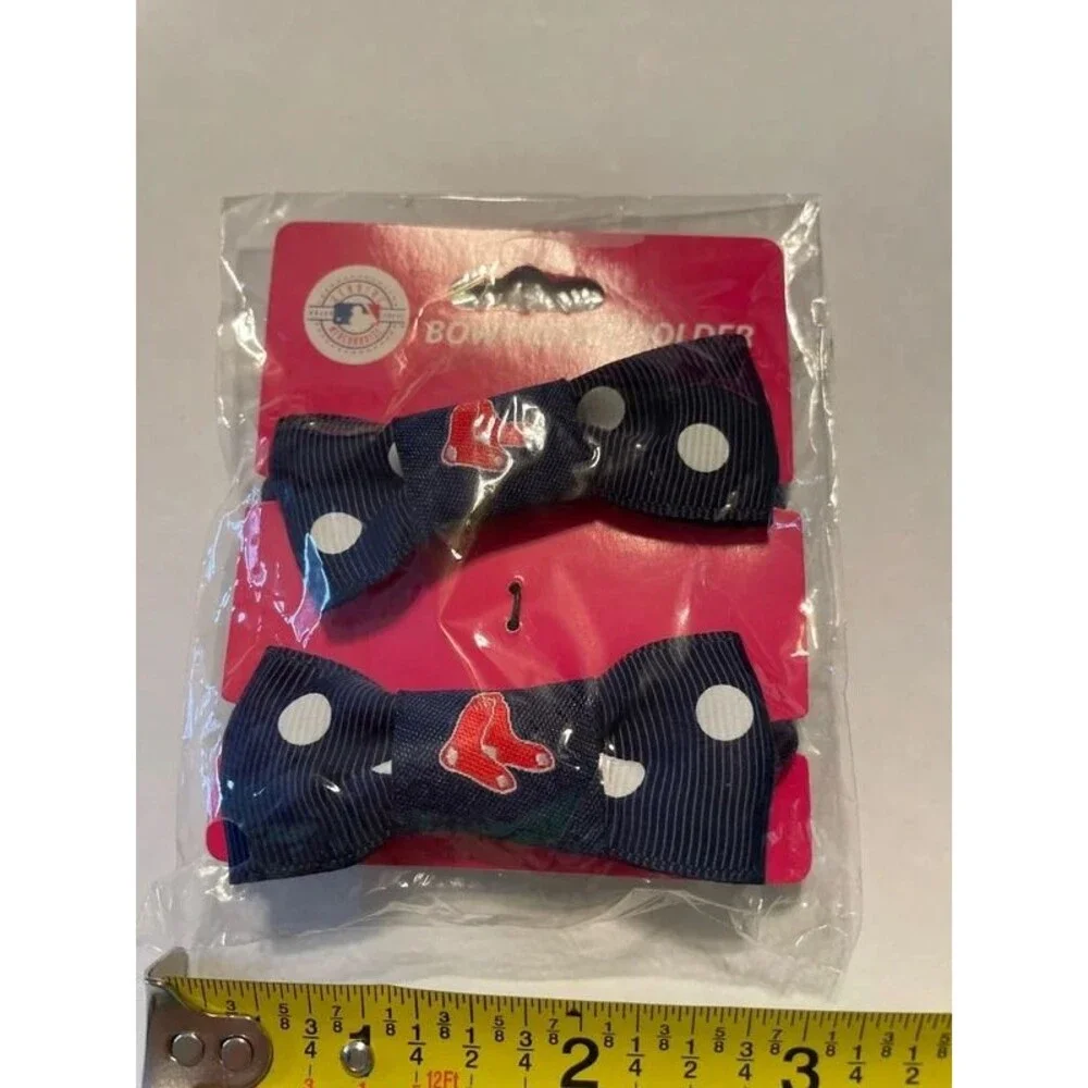 Boston Red Socks 2ct Bow Pigtail holder hairbows